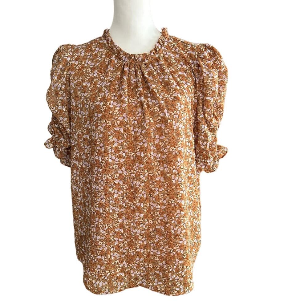 Rachel Zoe Brown Purple Short Sleeve Top Large